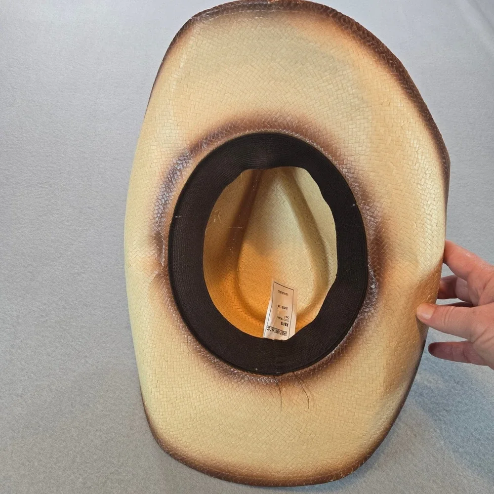 Great West Hat Co Cowboy Hat Child XS Tan Brown‎ Ombre Toyo Straw Beaded RB016